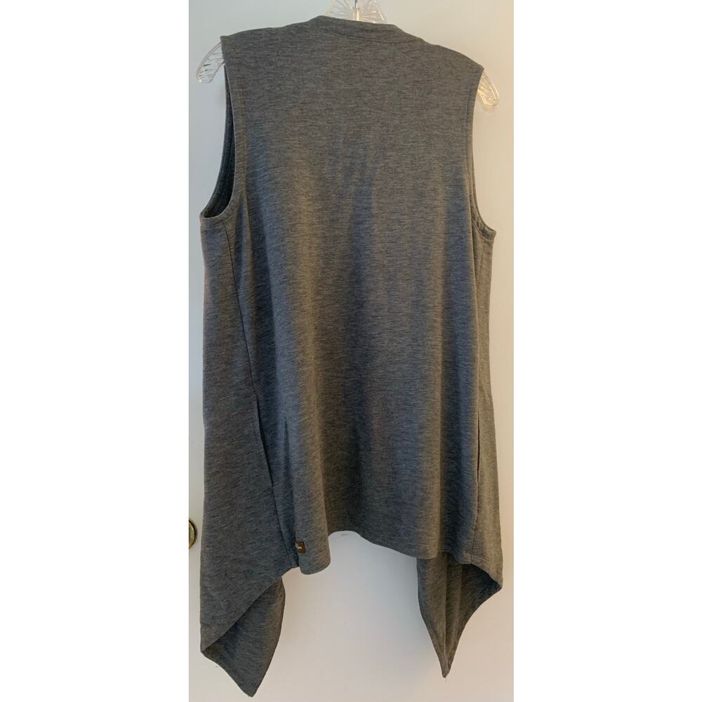 Matilda Jane Count it Out Vest Sleeveless Open Drape Waterfall Cardigan Gray Mdm - Picture 3 of 9